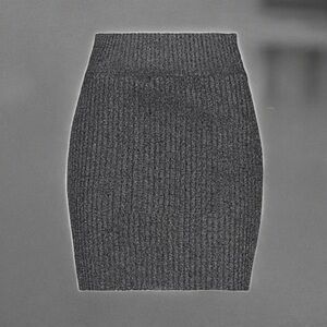 NWT Alberta Ferretti Gray & Silver Metallic Rib Knit Pull-On Mini Skirt Size 4